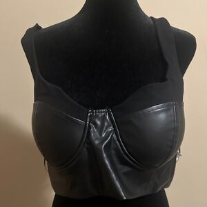 AKIRA Black Faux Leather Crop Top